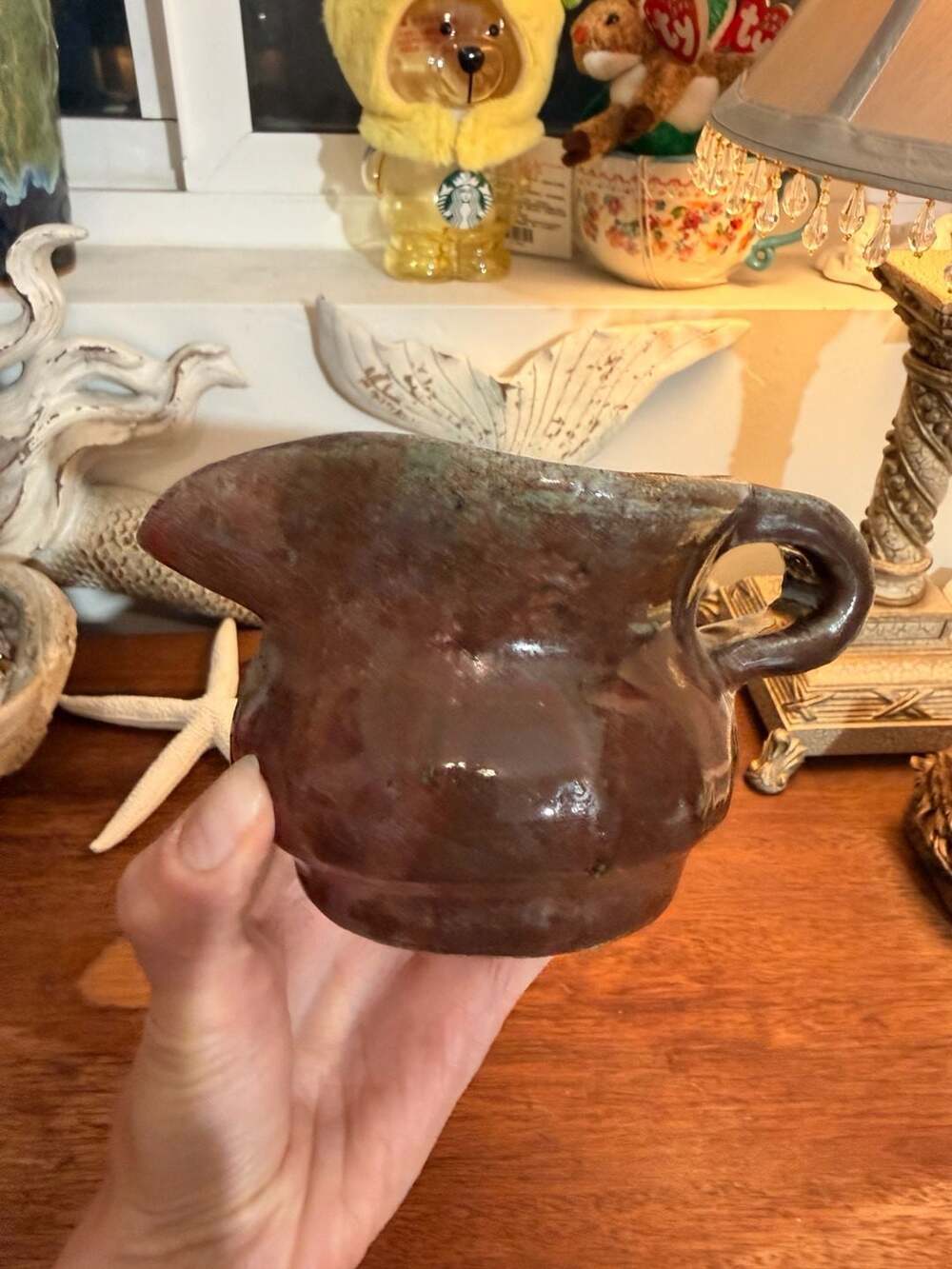 Vintage Handmade Studio Pottery Brown Glazed Pitcher Creamer Wabi Sabi